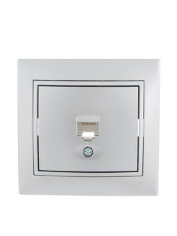 розетка компьютерная 1-м сп mira rj45 сер. метал. lezard 701-1010-139 от магазина Штепсель и батарейка. - фото_2