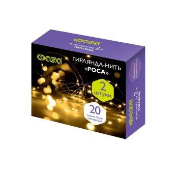 гирлянда dc-g05-20ys2 20led 2xcr2032(в компл.) желт. (уп.2шт) фаzа 5047976 от магазина Штепсель и батарейка. - фото_2
