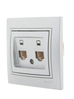 розетка компьютерная 2-м сп mira rj45 сер. метал. lezard 701-1010-141 от магазина Штепсель и батарейка. - фото_4