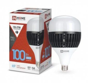лампа светодиодная led-hp-pro 100вт грушевидная 6500к холод. бел. e27 9500лм 150-275в с адаптером e40 бел. in home 4690612035697 от магазина Штепсель и батарейка.