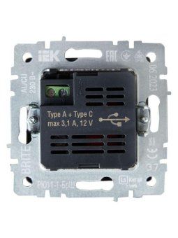 розетка brite usb a+c 18вт рю11-1-брш механизм шампань iek br-u22-018-k37 от магазина Штепсель и батарейка. - фото_4