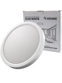 светильник светодиодный slim white 24вт 4500к ip40 1620лм 230в 230х25мм космос kslim24w_w4500k от магазина Штепсель и батарейка.