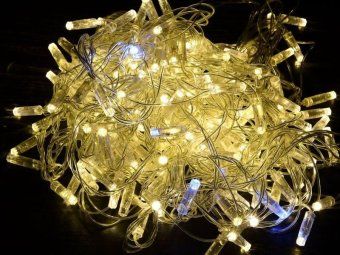 гирлянда "нить" 10м 100led тепл. бел. ip44 провод прозр. 230в мерцание транзит iek lgdu121-1-100-10-t-s-44 от магазина Штепсель и батарейка.