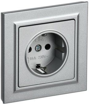 розетка сп brite рср14-1-0-бра 16а в сборе с заземл. защ. шторки алюм. iek br-r14-16-k47-f от магазина Штепсель и батарейка.