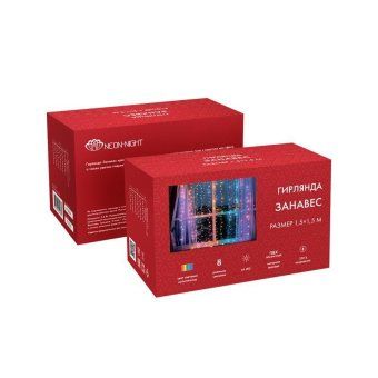 гирлянда светодиодная занавес 1.5х1.5м 64 led мультиколор прозр. пвх ip20 свечение с динамикой 220в не соединяется с контроллером neon-night 235-409 от магазина Штепсель и батарейка. - фото_2