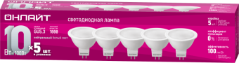 лампа светодиодная 90 616 оll-mr16-10-230-4k-gu5.3-pack5 онлайт 90616 от магазина Штепсель и батарейка.