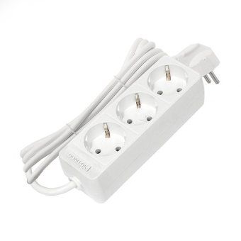 удлинитель 3х3м с заземл. 10а ip20 2.2квт пвс 3х0.75 бел. domtok 2375 от магазина Штепсель и батарейка.
