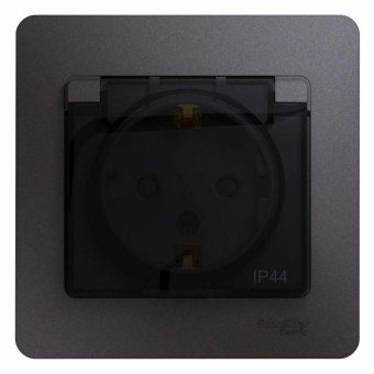 розетка 1-м сп glossa 16а ip44 250в с заземл. защ. шторки с крышкой в сборе графит se gsl001348 от магазина Штепсель и батарейка.