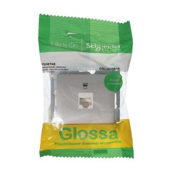 розетка компьютерная 1-м glossa rj45 кат.5e механизм платина se gsl001281k от магазина Штепсель и батарейка. - фото_3