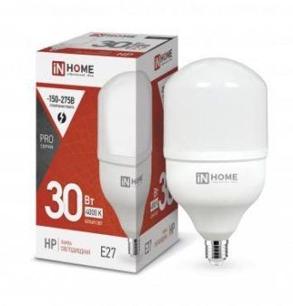 лампа светодиодная высокомощная led-hp-pro 30вт цилиндр 4000к нейтр. бел. e27 2850лм 230в in home 4690612031071 от магазина Штепсель и батарейка.