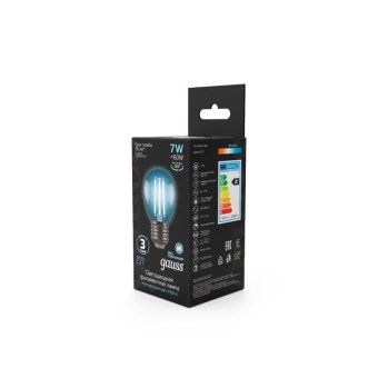 лампа светодиодная филаментная black filament 7вт p45 шар 4100к нейтр. бел. e27 580лм gauss 105802207 от магазина Штепсель и батарейка. - фото_3
