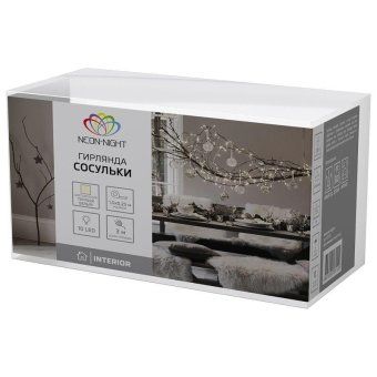 гирлянда светодиодная "айсикл" (бахрома) "сосульки" 1.5х0.25м 10led тепл. бел. 0.51вт ip20 провод прозр. neon-night 303-067 от магазина Штепсель и батарейка. - фото_3