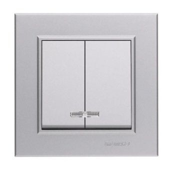 выключатель 2-кл. сп karea 10а ip20 сереб. makel 56065003 от магазина Штепсель и батарейка.