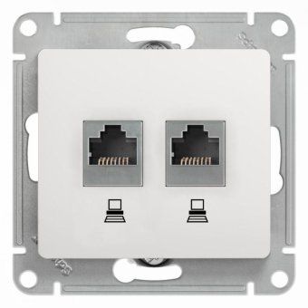 розетка компьютерная 2-м glossa rj45 кат.5e механизм бел. se gsl000185kk от магазина Штепсель и батарейка. - фото_2