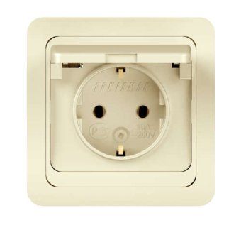 розетка 1-м сп classic 16а ip20 с заземл. с крышкой крем. powerman 1156518 от магазина Штепсель и батарейка.