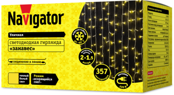 гирлянда светодиодная 61 872 ngf-c02-357ww-8-2х1.5m-230-tr-ip44 navigator 61872 от магазина Штепсель и батарейка. - фото_2