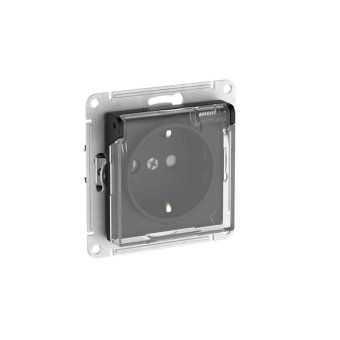розетка atlasdesign aqua 16а ip44 с заземл. защ. шторки с прозр. крышкой быстрозажим. клем. механизм карбон se atn441046s от магазина Штепсель и батарейка.
