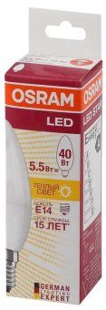 лампа светодиодная led star classic b 40 5w/827 5вт свеча матовая 2700к тепл. бел. e14 470лм 220-240в пластик. osram 4052899971608 от магазина Штепсель и батарейка. - фото_3
