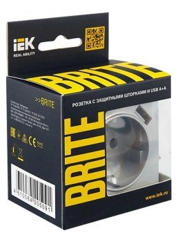 розетка brite рюш10-1-бра 16а с usb a+a 2.1а с заземл. защ. шторки механизм алюм. iek br-r14-16-u21-d21-k47 от магазина Штепсель и батарейка. - фото_7