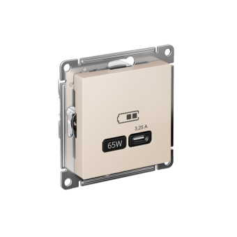 розетка usb atlasdesign тип c 65вт qc pd высокоскор. зу механизм беж. se atn000227 от магазина Штепсель и батарейка.