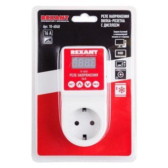 реле напряжения «вилка-розетка» с дисплеем 16а rexant 10-6040 от магазина Штепсель и батарейка. - фото_3