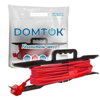 удлинитель-шнур на рамке 1х20м с заземл. 10а ip20 2.2квт пвс 3х1 domtok 2479 от магазина Штепсель и батарейка. - фото_4