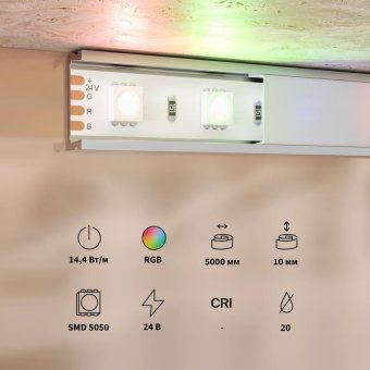 лента светодиодная 24в 5050 14.4вт/м rgb ip20 (уп.5м) maytoni 201197 от магазина Штепсель и батарейка. - фото_3