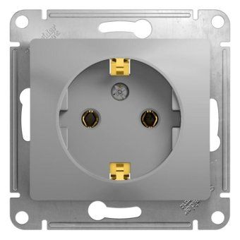 розетка 1-м сп glossa 16а ip20 с заземл. механизм алюм. se gsl000343 от магазина Штепсель и батарейка.