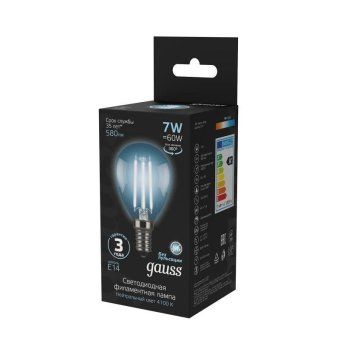 лампа светодиодная филаментная black filament 7вт p45 шар 4100к нейтр. бел. e14 580лм gauss 105801207 от магазина Штепсель и батарейка. - фото_3