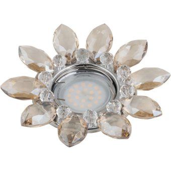светильник декоративный встраиваемый dls-p112 gu5.3 chrome/cognac+clear "peonia" без лампы gu5.3 основание металл; хром отделка стекло коньячный с прозр. кристаллами fametto 10542 от магазина Штепсель и батарейка.