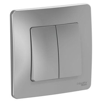 выключатель 2-кл. сп blanca 10а ip20 (сх. 5) 250в алюм. se blnvs010503 от магазина Штепсель и батарейка.
