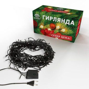 гирлянда светодиодная универсальная 12м 120led мультиколор 5вт ip20 с контроллером neon-night 303-105 от магазина Штепсель и батарейка. - фото_3