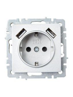 розетка brite рюш10-2-бра 16а с usb a+a 3.1а с заземл. защ. шторки механизм алюм. iek br-r14-16-u21-d31-k47 от магазина Штепсель и батарейка. - фото_2