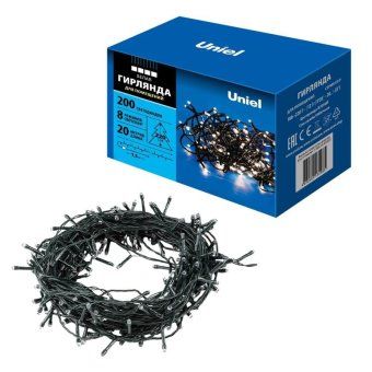 гирлянда led uld-s2000-200/dga white ip20 20м 200 диодов бел. свет провод зел. uniel ul-00007309 от магазина Штепсель и батарейка. - фото_4