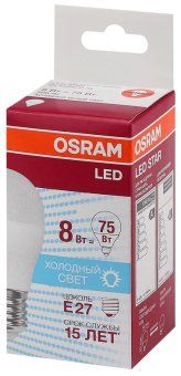 лампа светодиодная led star classic p 75 8w/840 8вт шар матовая 4000к нейтр. бел. e27 806лм 220-240в пластик. osram 4058075210899 от магазина Штепсель и батарейка.