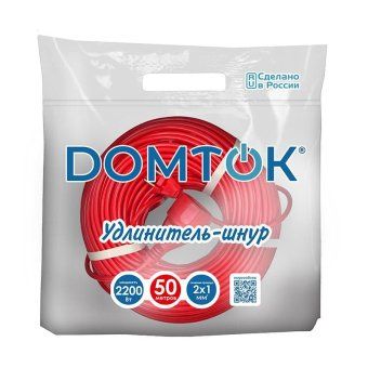 удлинитель-шнур 1х50м без заземл. 10а ip20 2.2квт пвс 2х1 domtok 2505 от магазина Штепсель и батарейка. - фото_2