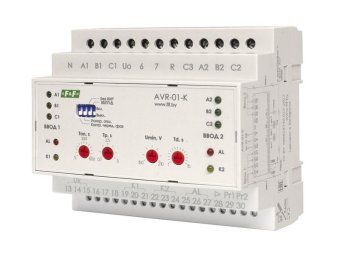 устройство управления резервным питанием avr-01-k (2 ввода; 1 нагрузка 35мм 3х400в+n 2х16а 2p ip20 монтаж на din-рейке) f&f ea04.006.001 от магазина Штепсель и батарейка.