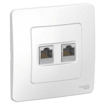 розетка компьютерная 2-м сп blanca rj45 кат.5e бел. se blnis045451 от магазина Штепсель и батарейка.