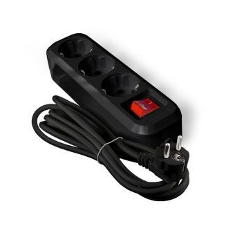 удлинитель 3х3м с заземл. 16а ip20 s-303 пвс 3х1 с выкл. черн. universal 2020 от магазина Штепсель и батарейка.