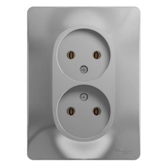 розетка 2-м сп glossa 16а ip20 без заземл. в сборе алюм. se gsl000320 от магазина Штепсель и батарейка.