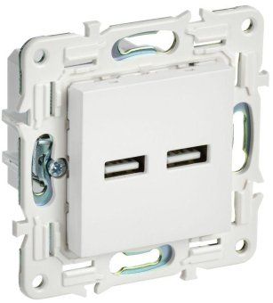 розетка usb a+a 3.1а skandy sk-r15w арктич. бел. iek sk-u21-d31-k01 от магазина Штепсель и батарейка.