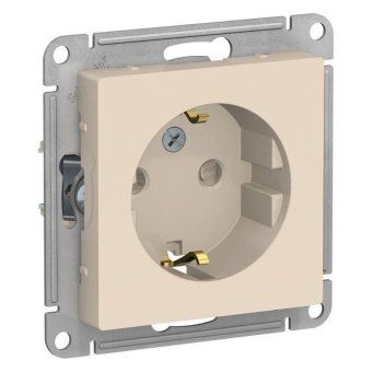 розетка 1-м сп atlasdesign 16а ip20 с заземл. защ. шторки механизм беж. se atn000245 от магазина Штепсель и батарейка.