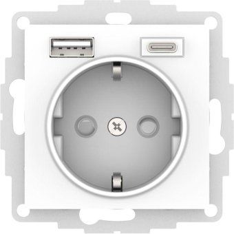 розетка atlasdesign 16а с 2-мя заряд. устройствами usb тип a+c 5в/2.4а 2х5в/1.2а механизм бел. se atn000132 от магазина Штепсель и батарейка.