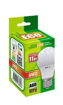 лампа светодиодная pled-eco 11вт a60 грушевидная 3000к тепл. бел. e27 880лм 230в jazzway 1033208 от магазина Штепсель и батарейка. - фото_2