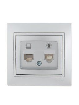 розетка компьютерная + телефонная 2-м сп mira rj45 + rj11 сер. метал. lezard 701-1010-143 от магазина Штепсель и батарейка. - фото_4