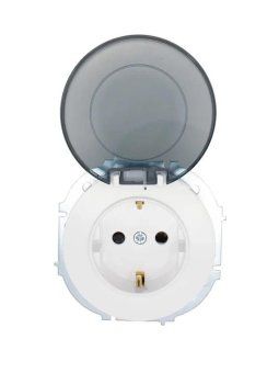 розетка 1-м сп osen с заземл. с крышкой пбт бел. lezard 743-0288-123b от магазина Штепсель и батарейка.