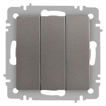 выключатель accent 6-106-09 тройной 10а-250в ip20 су al/cu титан intro б0063549 от магазина Штепсель и батарейка.
