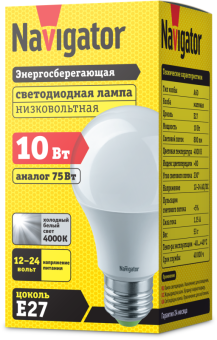 лампа светодиодная 61 475 nll-a60-10-12/24-4k-e27 10вт грушевидная матовая 4000к нейтр. бел. e27 800лм 12-24в низковольтная navigator 61475 от магазина Штепсель и батарейка. - фото_3