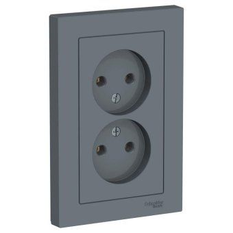 розетка 2-м сп atlasdesign 16а ip20 без заземл. в сборе грифель se atn000720 от магазина Штепсель и батарейка.