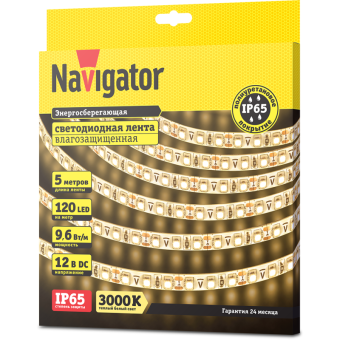 лента светодиодная 71 411 nls-3528ww120-9.6 ip65 12b r5 9.6вт/м (уп.5м) navigator 71411 от магазина Штепсель и батарейка. - фото_2
